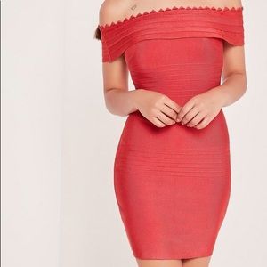 Bandage Bardot Bodycon Red Dress